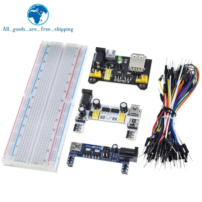 TZT MB-102 MB102 Breadboard 400 830 Point 65 Jumper Wires Solderless PCB Bread Board Test Develop DIY for Arduino Power Module