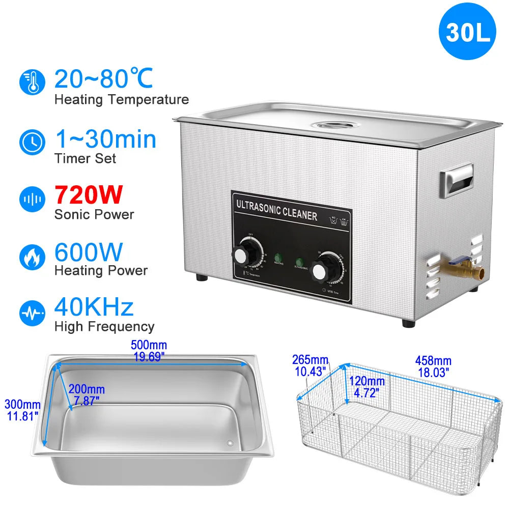 Ultrasonic Cleaner 1.3L 2L 3L 6L 10L 15L 30L 40KHz 220V EU Plug Ultrasound Bath Washer Bathtub Tub Ultrasonic Washing Machine