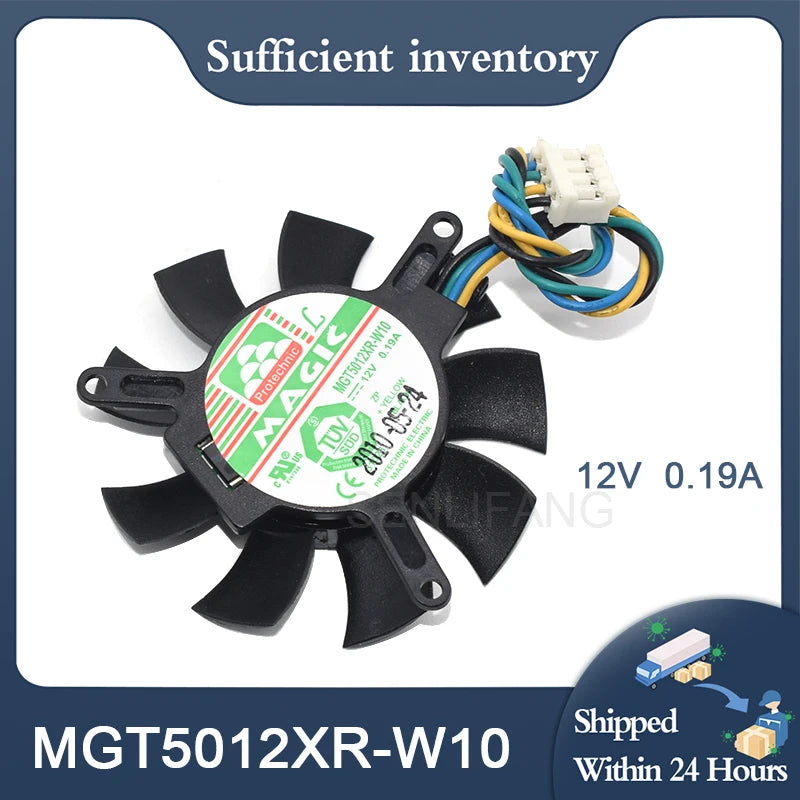 Genuine New Graphics Card Fan 4Pin For MAGIC MGT5012XR-W10 MGT5012XB-W10 12V 0.19A Diameter 45mm Hole Pitch 39mm