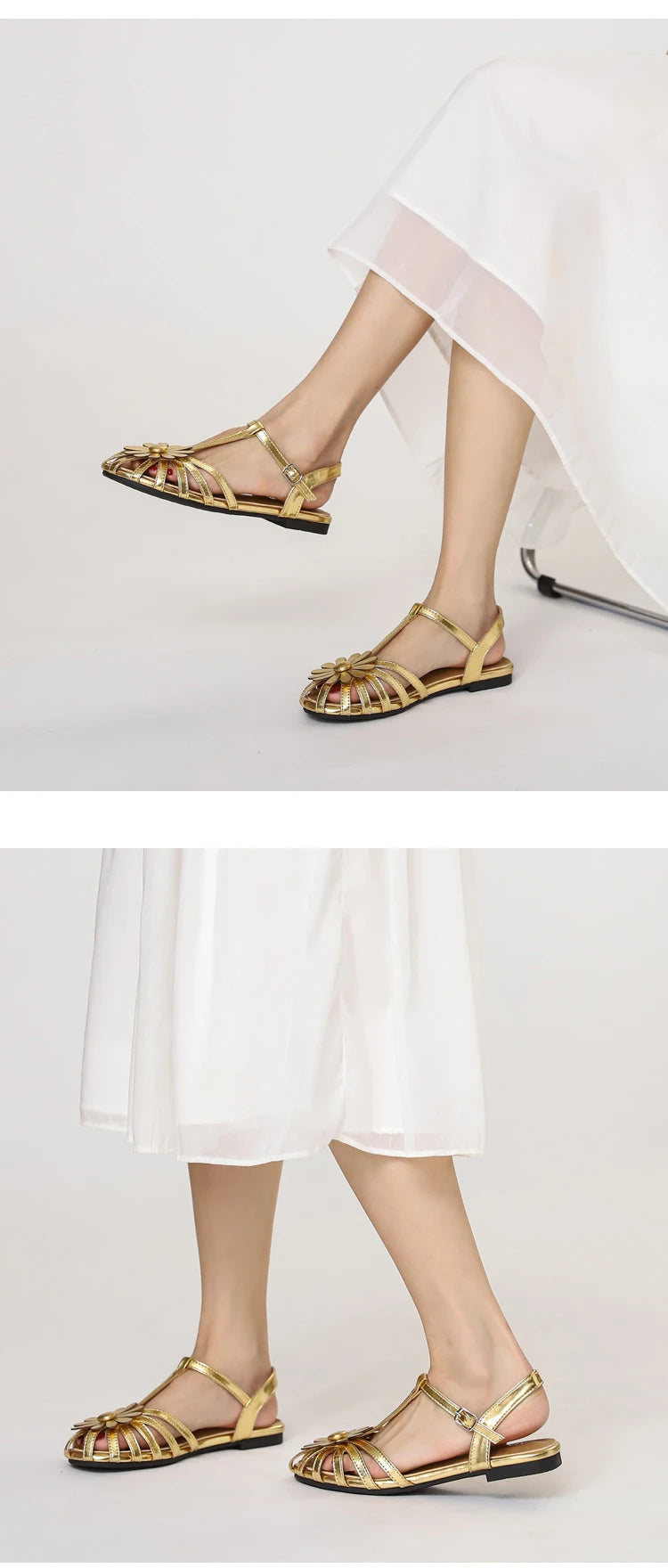 Summer Flat Sandals for Women Braided Hollow Closed-toe Sandals Outdoor Wear Breathable Holiday Roman Shoes sandalias de mujer