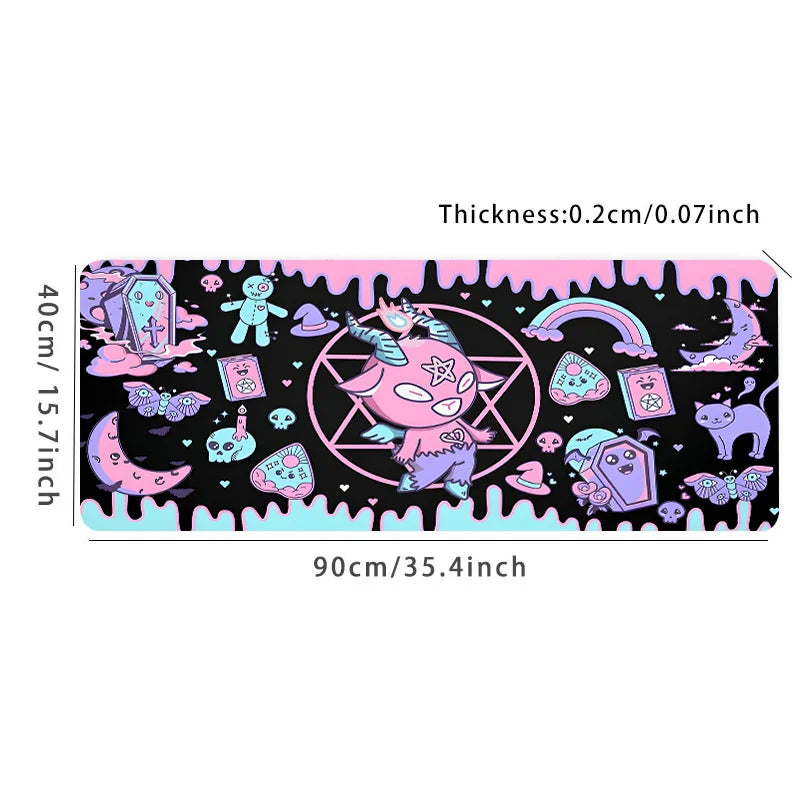 Cute Monster Skull Mouse Pad Large Gaming Desk Mat Computer Keyboard Mousepad with Non-Slip Rubber Base Stitched Gift for Friend