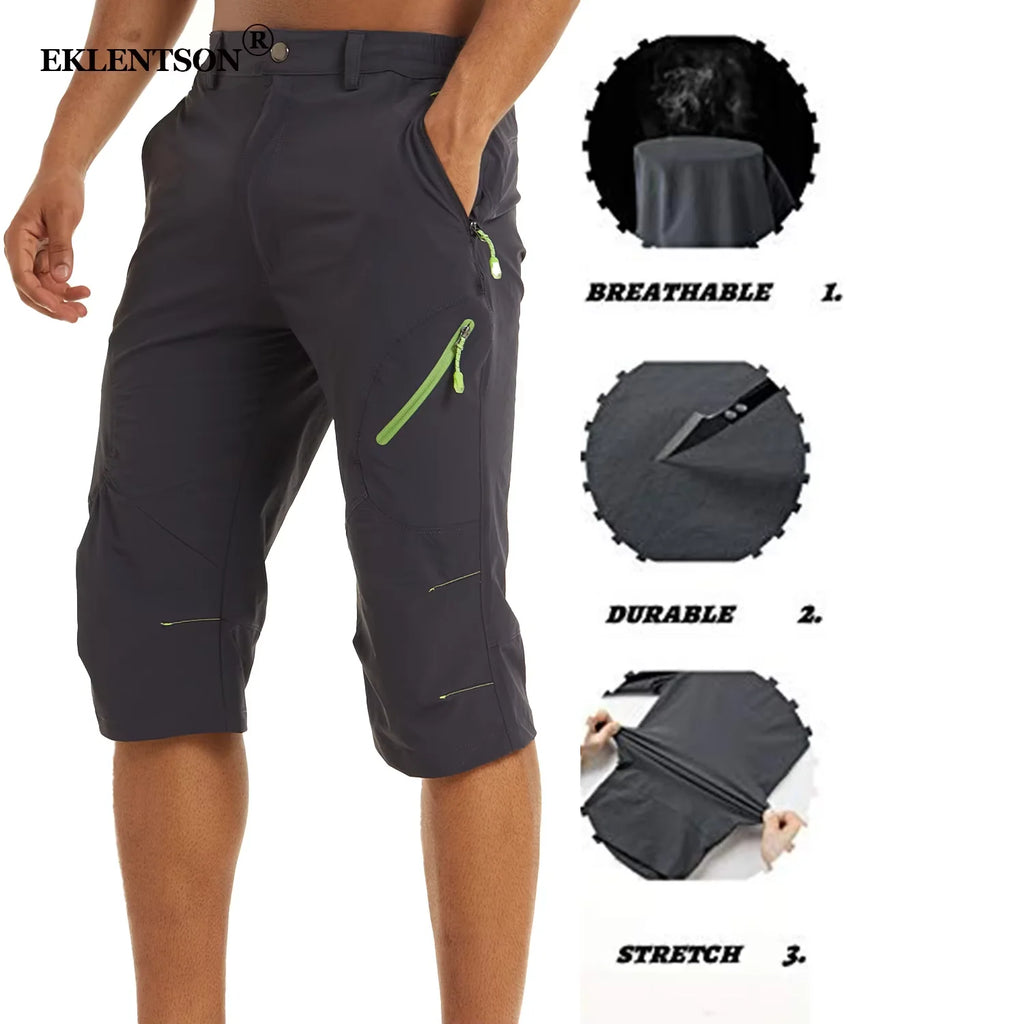 EKLENTSON Summer Men's Quick Dry Cargo Shorts with Zip Pocket for Outdoor Hiking Camping Mountaineer Shorts
