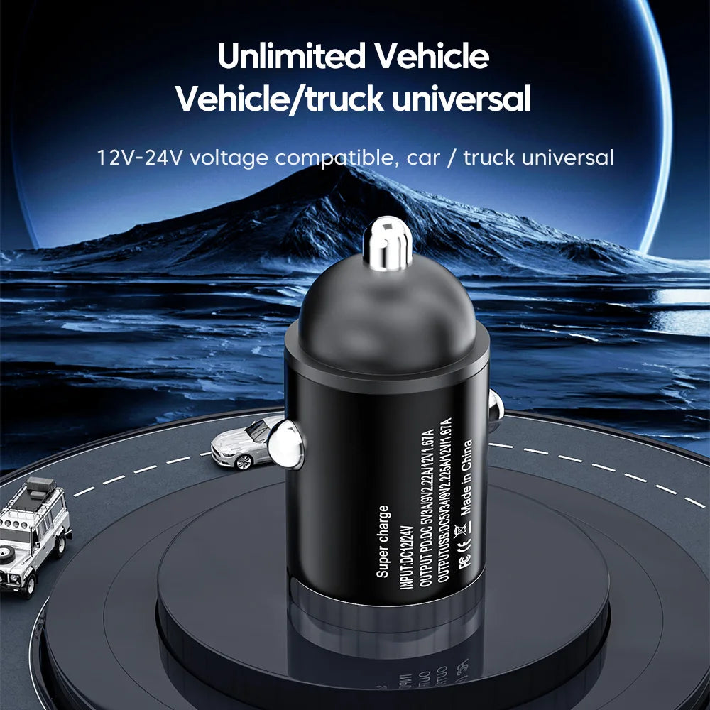 Olaf 100W Mini Car Charger Lighter Fast Charging for iPhone QC3.0 Mini PD USB Type C Car Phone Charger for Xiaomi Samsung Huawei