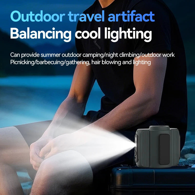 Waist Clip Fan Portable Mini Hanging Neck Fan USB Rechargeable Fan Small Outdoor Camping Waist Fan with Power Bank LED Light