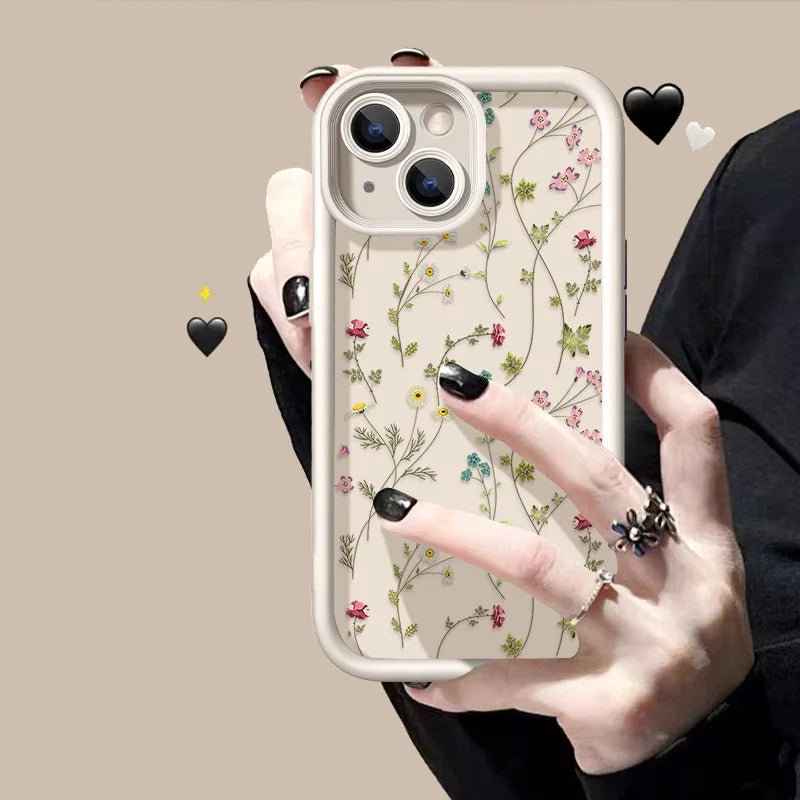 Flower Silicone Phone Case For iPhone 16 Case iPhone 15 Pro Max 14 12 11 13 XS XR X 7 8 Plus SE 2022 Shockproof Candy Soft Cover