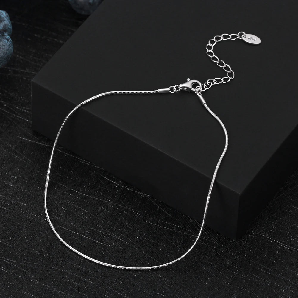 ORSA JEWELS 925 Sterling Silver 1.0mm Snake Chain Anklet for Women Fashion Summer Beach Foot Bracelet Anklets Jewelry SA23