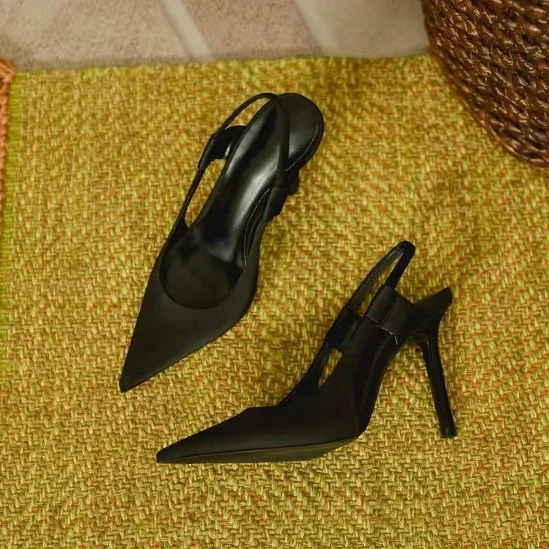 women's summer sandals 2026Designer Luxury Women Slingback Sandals Pointed Toe Slip on Thin High Heel Ladies Elegant Pumps Shoes
