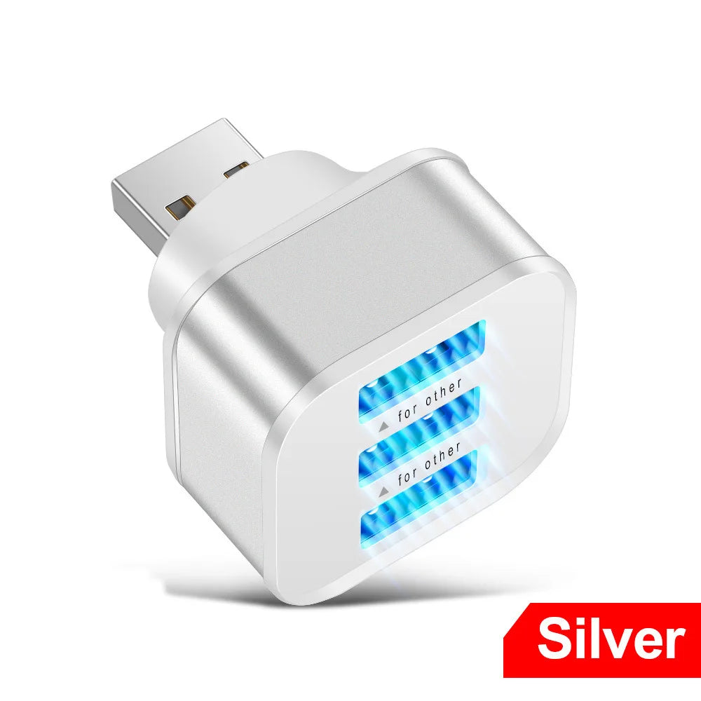 3 Port USB Slots Adaptor USB 3 in 1 2.0 Multple USB Interface Extender Auto Electronics Accessories