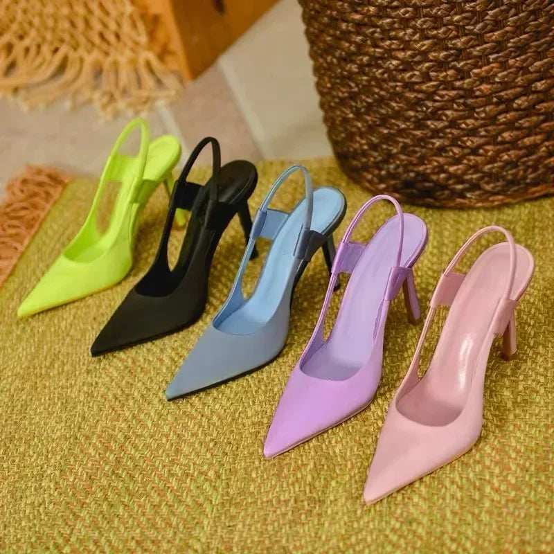 women's summer sandals 2026Designer Luxury Women Slingback Sandals Pointed Toe Slip on Thin High Heel Ladies Elegant Pumps Shoes