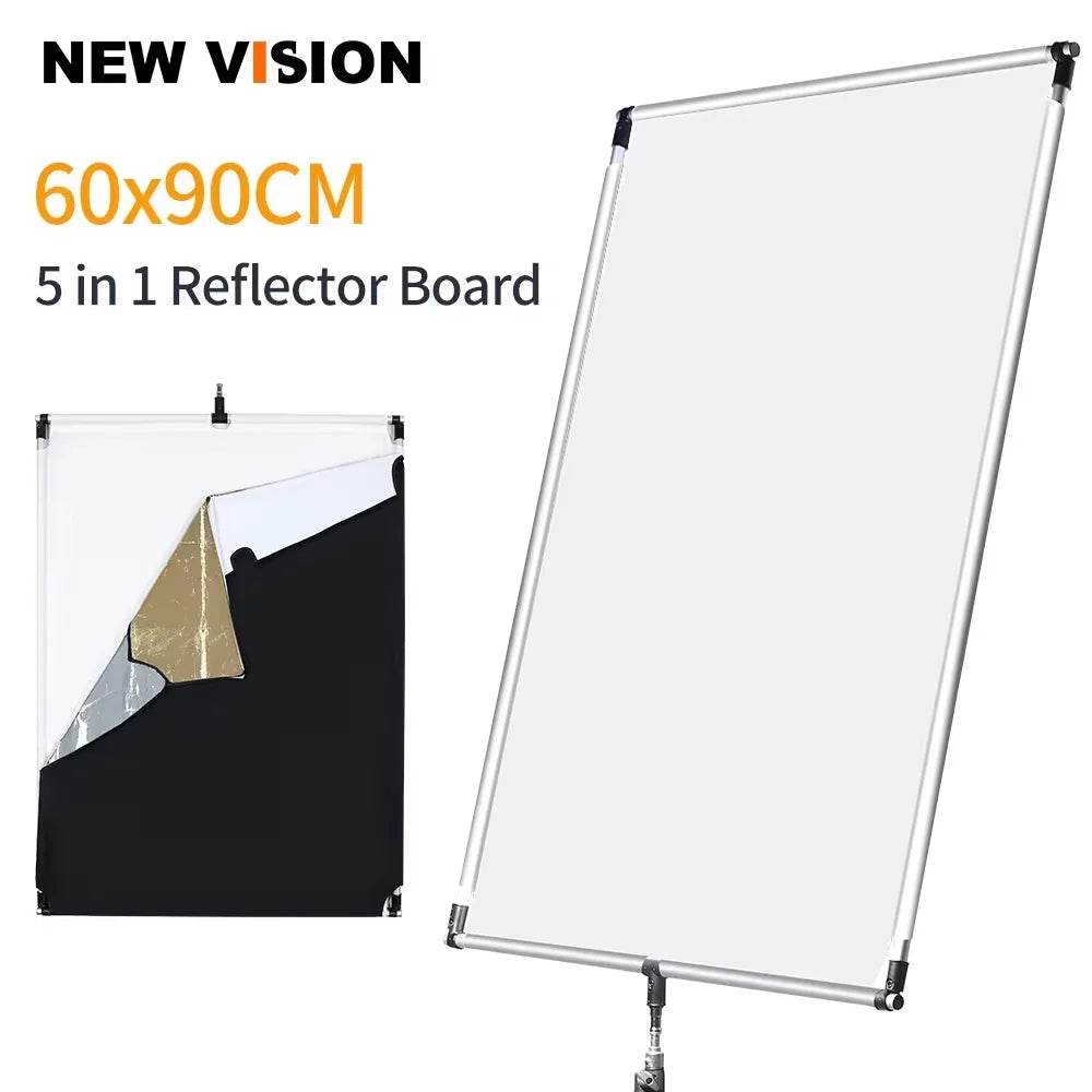 60 x 90cm 90 x 120cm Sun Scrim Large 5in1 Black Silver Gold White Diffuser Reflector Aluminum Alloy Frame for Flash Photography