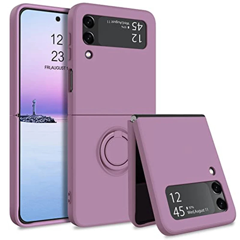 For Samsung Z Flip 5 6 Case Ring Holder Magnetic Liquid Silicone Cases for Samsung Galaxy Z Flip 3 5 6 ZFlip 4 ZFlip5 Soft Cover