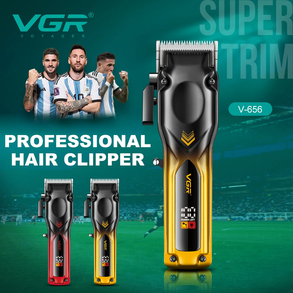 VGR hair clipper gradient color body high-end hair trimmer intelligent LCD digital display high-speed electric push shear V-656
