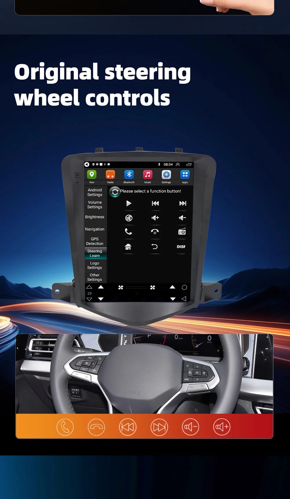 Wegonow Android 14.0 For Chevrolet Cruze 720P 9.7" 12 512G Universal in-car wireless CarPlay Auto Android 4G Wi-Fi Bluetooth
