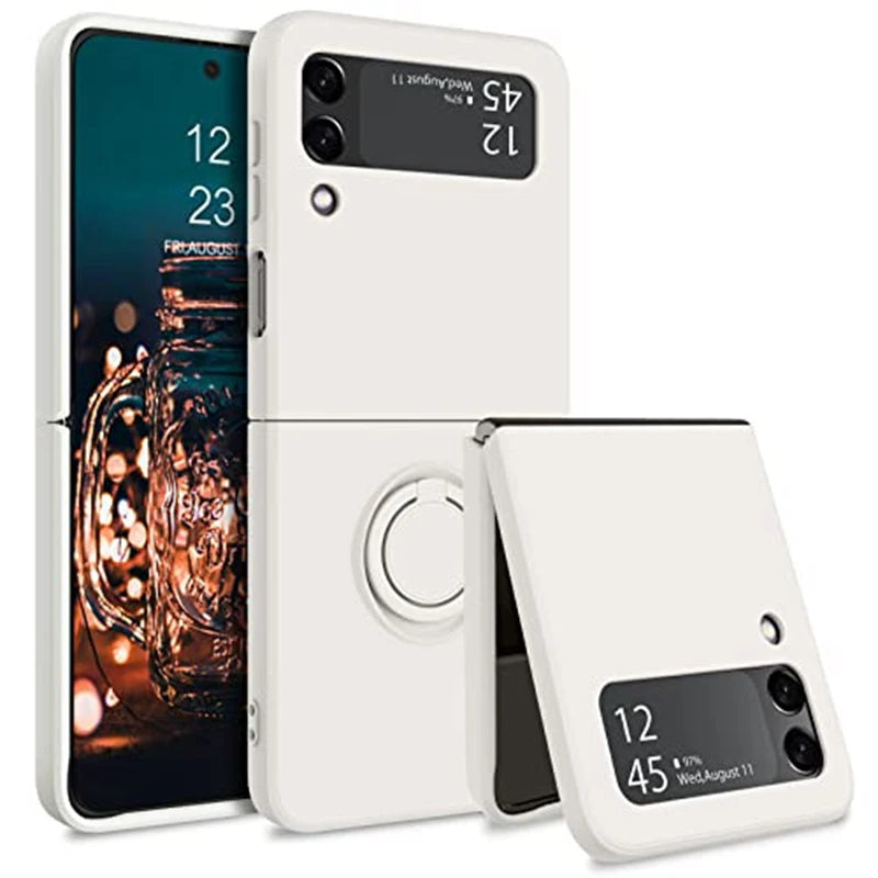For Samsung Z Flip 5 6 Case Ring Holder Magnetic Liquid Silicone Cases for Samsung Galaxy Z Flip 3 5 6 ZFlip 4 ZFlip5 Soft Cover