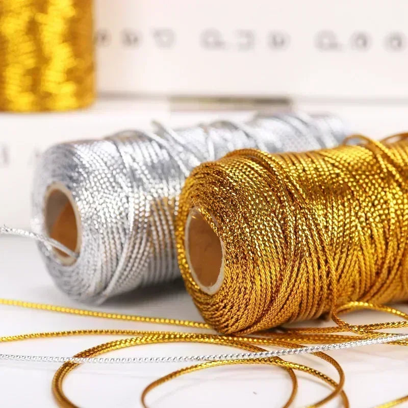 1.5mm 100M Gold Silver Macrame Cord Rope String for Sewing DIY Rope 100M Macrame Rope String for Sewing and Crafts Thread Twine
