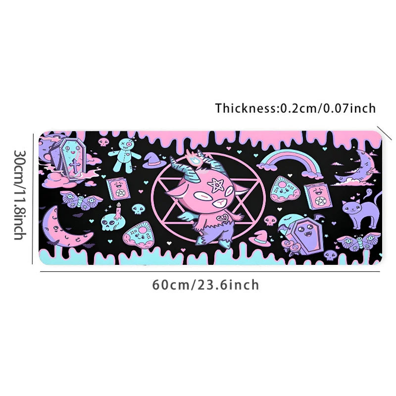 Cute Monster Skull Mouse Pad Large Gaming Desk Mat Computer Keyboard Mousepad with Non-Slip Rubber Base Stitched Gift for Friend