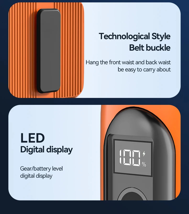 Waist Clip Fan Portable Mini Hanging Neck Fan USB Rechargeable Fan Small Outdoor Camping Waist Fan with Power Bank LED Light