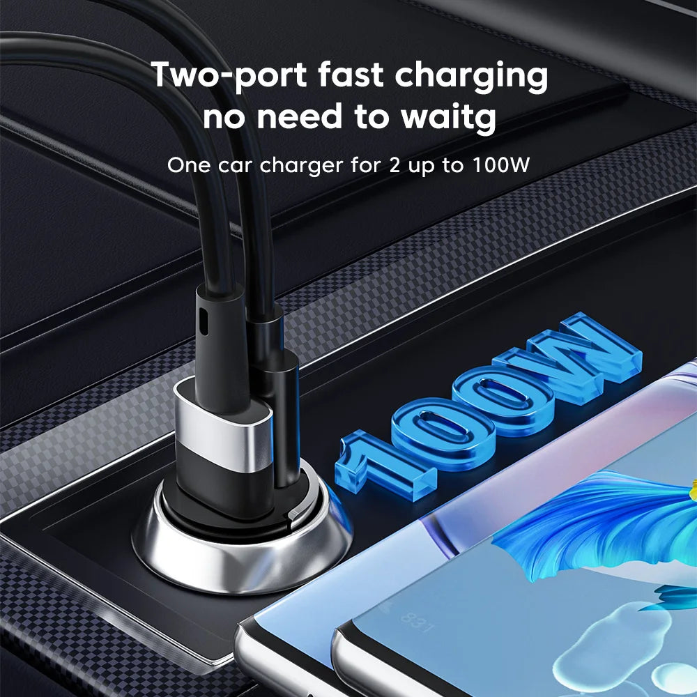 Olaf 100W Mini Car Charger Lighter Fast Charging for iPhone QC3.0 Mini PD USB Type C Car Phone Charger for Xiaomi Samsung Huawei