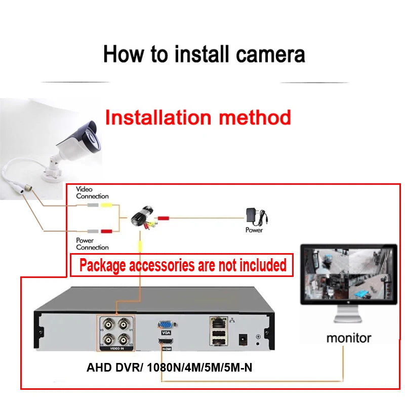 AHD Camera CCTV 1080P 5MP Digital Security High Definition Infrared NightVision Home Outdoor Waterproof Bullet Security Cam Home