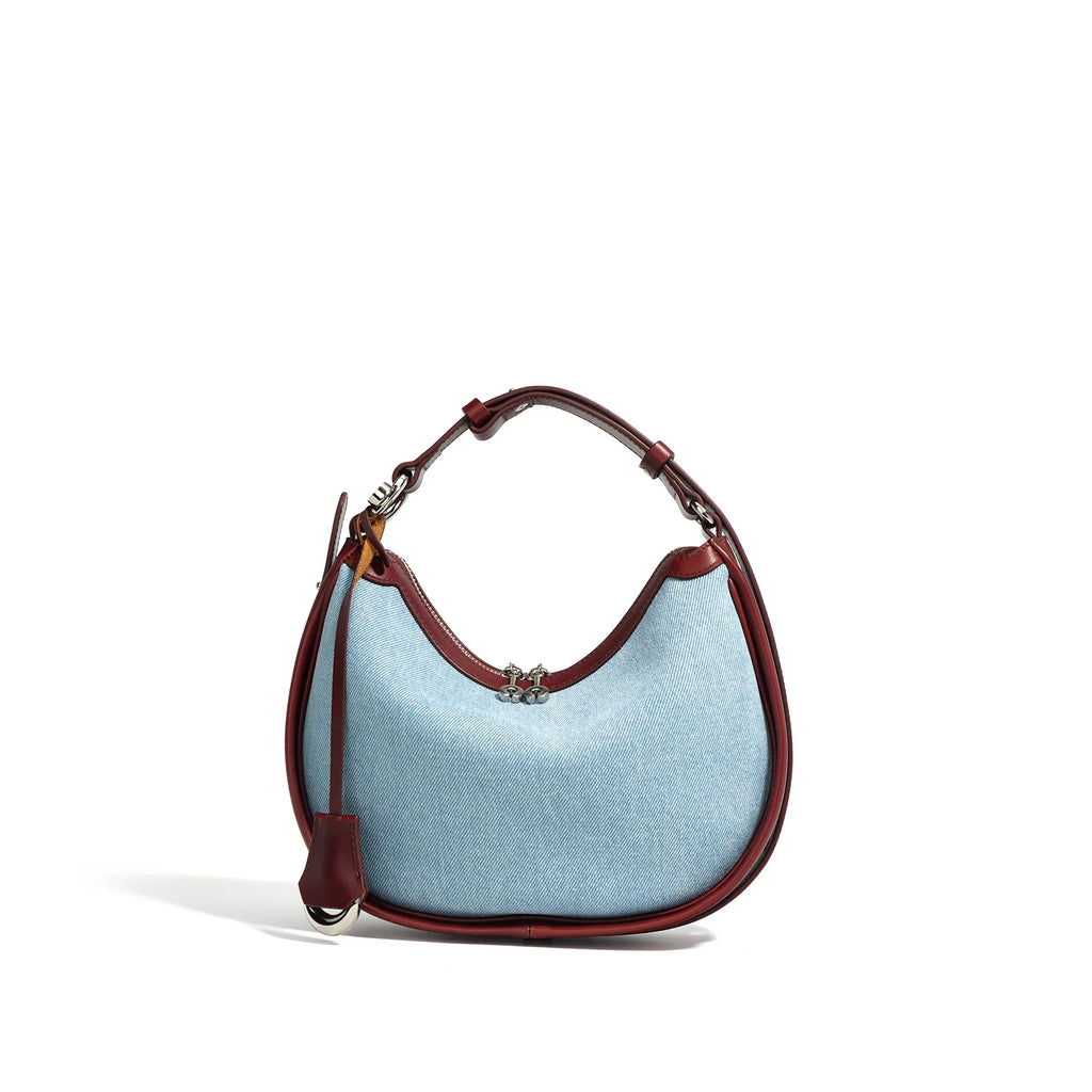 2024 New Women Bag Lady Fashion Half Moon Underarm Shoulder Bag Messenger Female Summer Soft Lightweight Denim Fabric Handbag