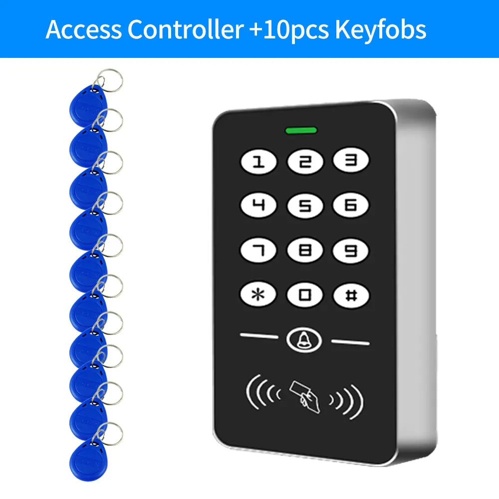 Access Control Reader 125KHz RFID Keypad Rainproof Cover keys Reader Door Entry Access Control System Electric Lock Opener