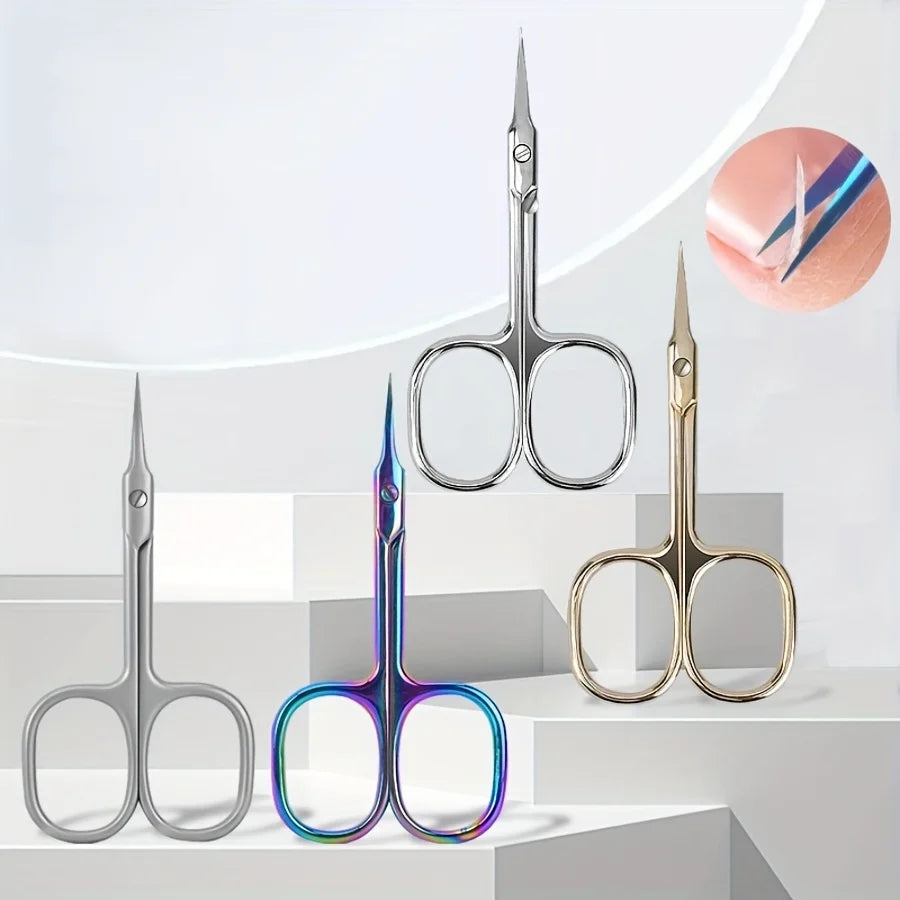 Dead Skin Remover Stainless Steel Curved Tip Thin Blade Cuticle Scissors Nail Clippers Trimmer Manicure Tools Eyebrow Tools