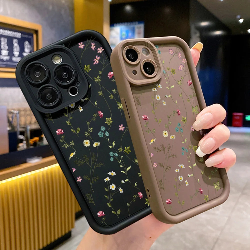 Flower Silicone Phone Case For iPhone 16 Case iPhone 15 Pro Max 14 12 11 13 XS XR X 7 8 Plus SE 2022 Shockproof Candy Soft Cover
