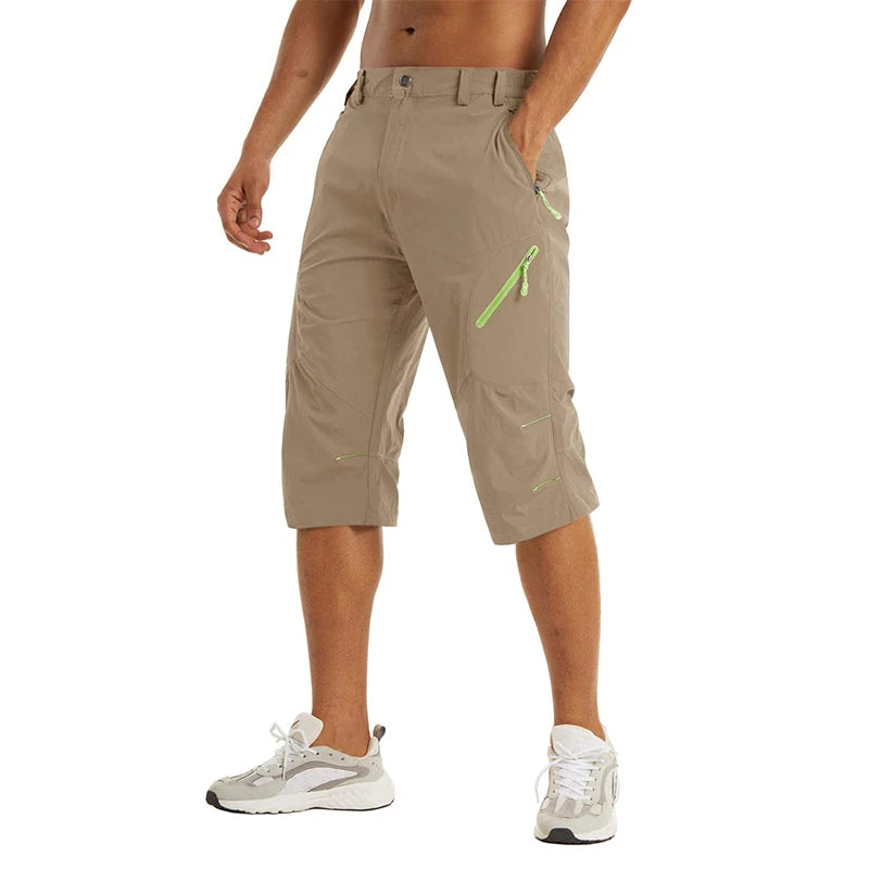 EKLENTSON Summer Men's Quick Dry Cargo Shorts with Zip Pocket for Outdoor Hiking Camping Mountaineer Shorts