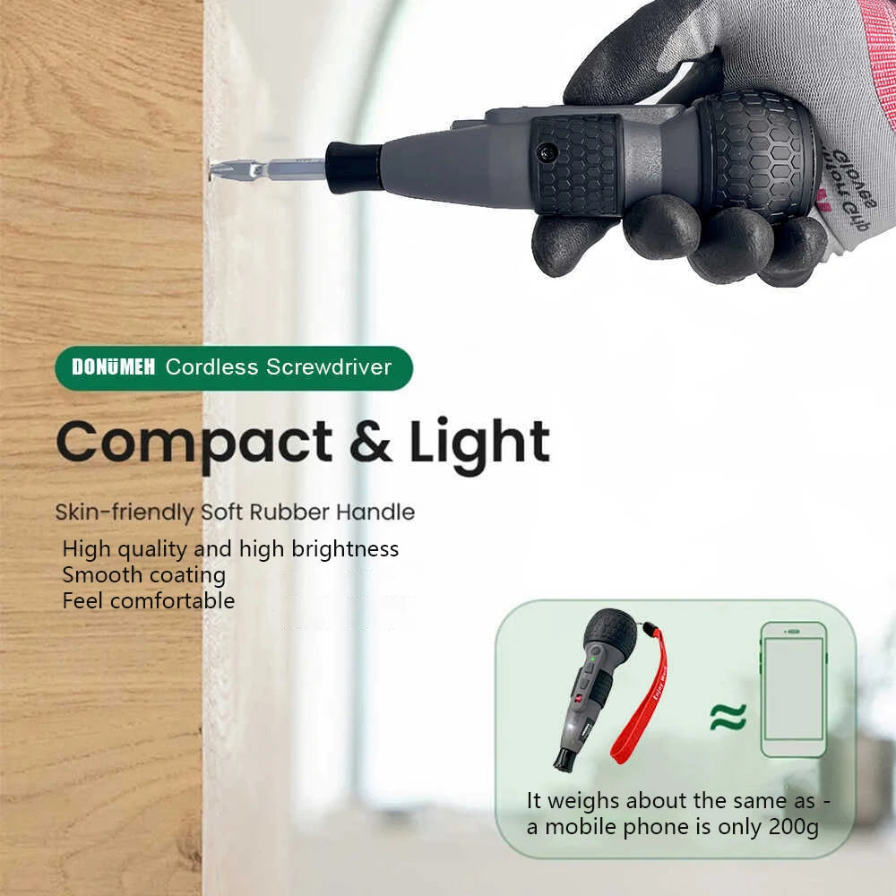 Powerful Mini Electric Screwdriver Mini Drill 3-Level Torque Type-C  LED Light Pen-Style Home Maintenance Easy for Beginners