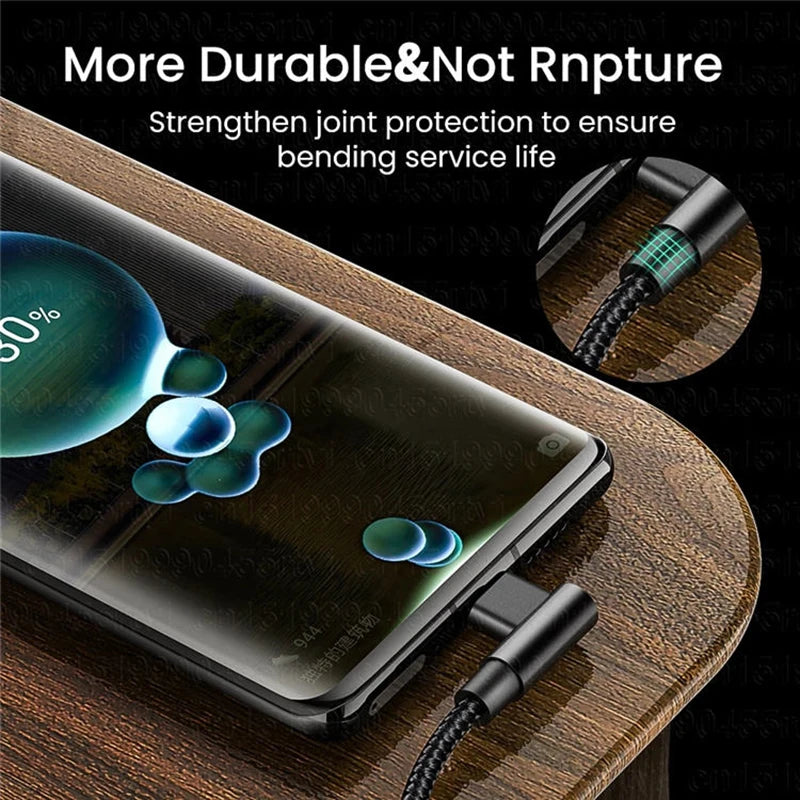 100W 90 Degrees Type C to USB C Cable for iPhone 15 Pro max plus ipad Pro Fast Charging PD QC 4.0 3.2 USB-C Type C Gaming Cable