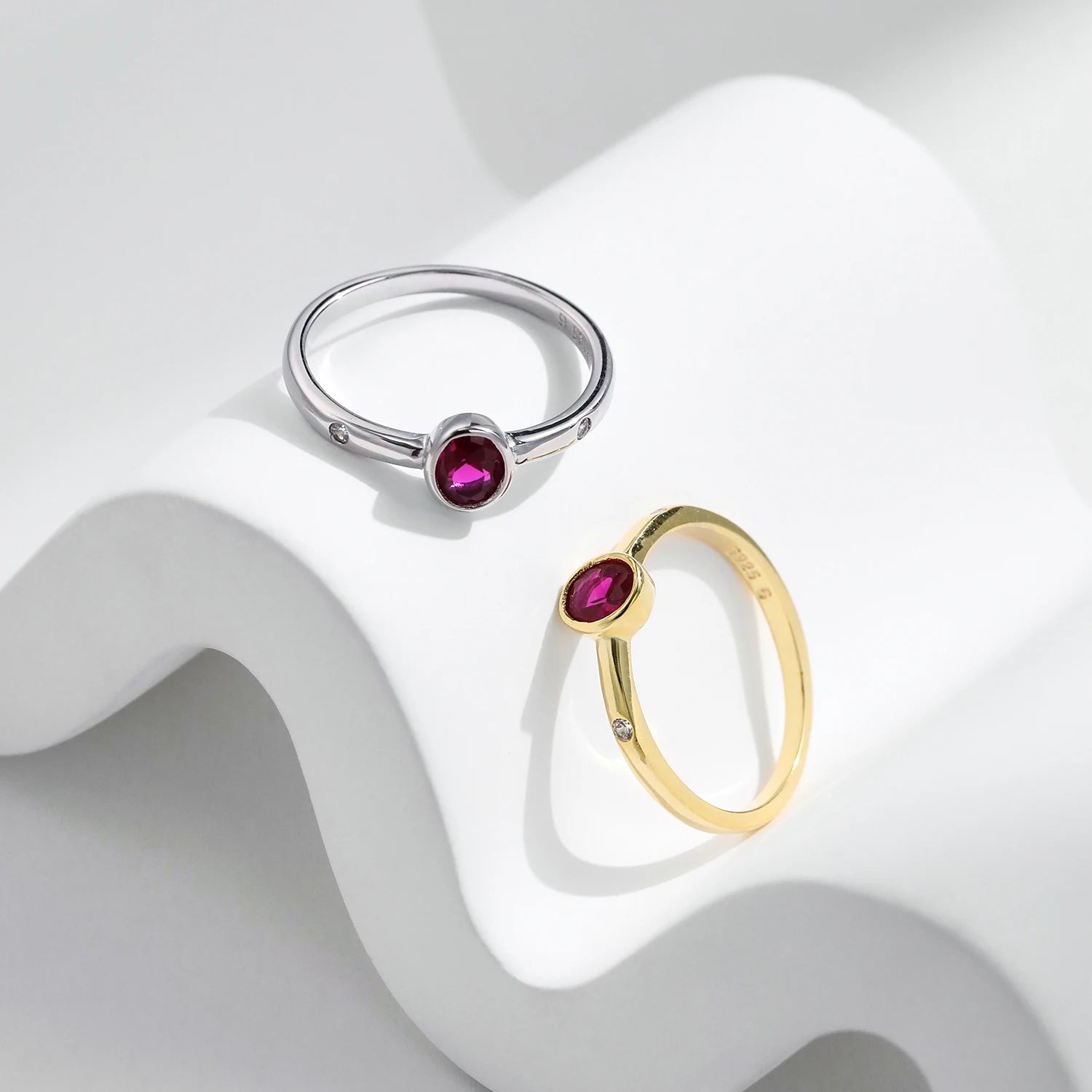 MODIAN 925 Sterling Silver Elegant Red Cubic Zirconia Ring For Women Summer Basic Rings Party Vacation Fine Jewelry