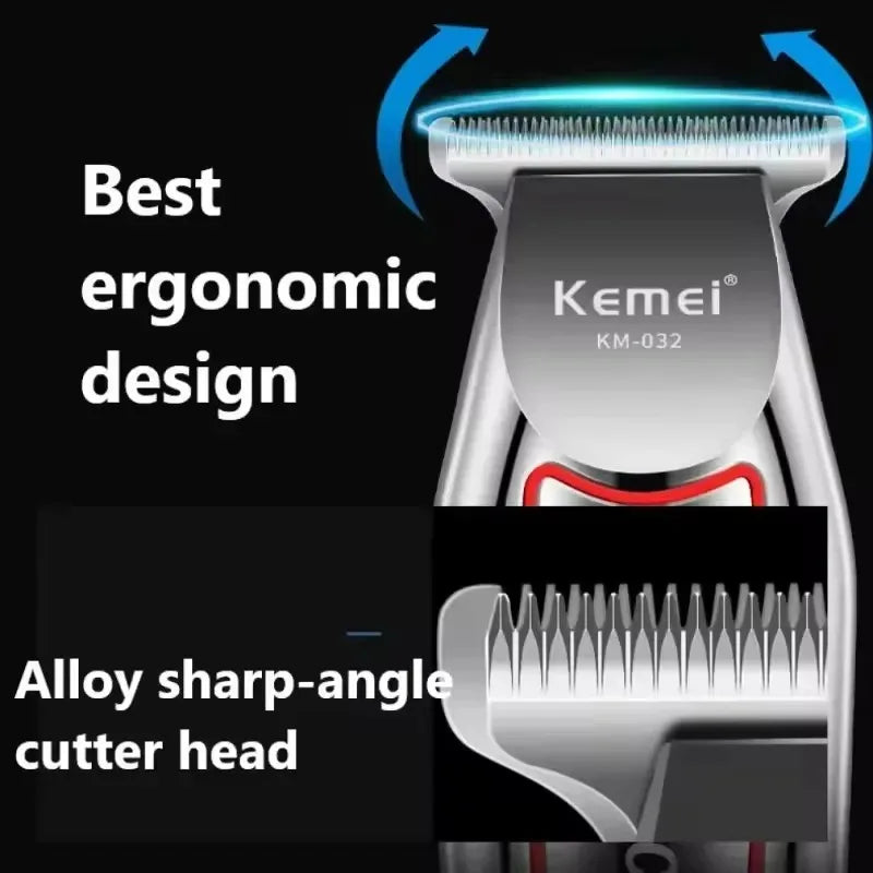 Kemei 032 Professional 0mm Hair Trimmer Electric Beard Trimmer Hair Clipper for Men Hair Cutting Machine Haircut Grooming Kit