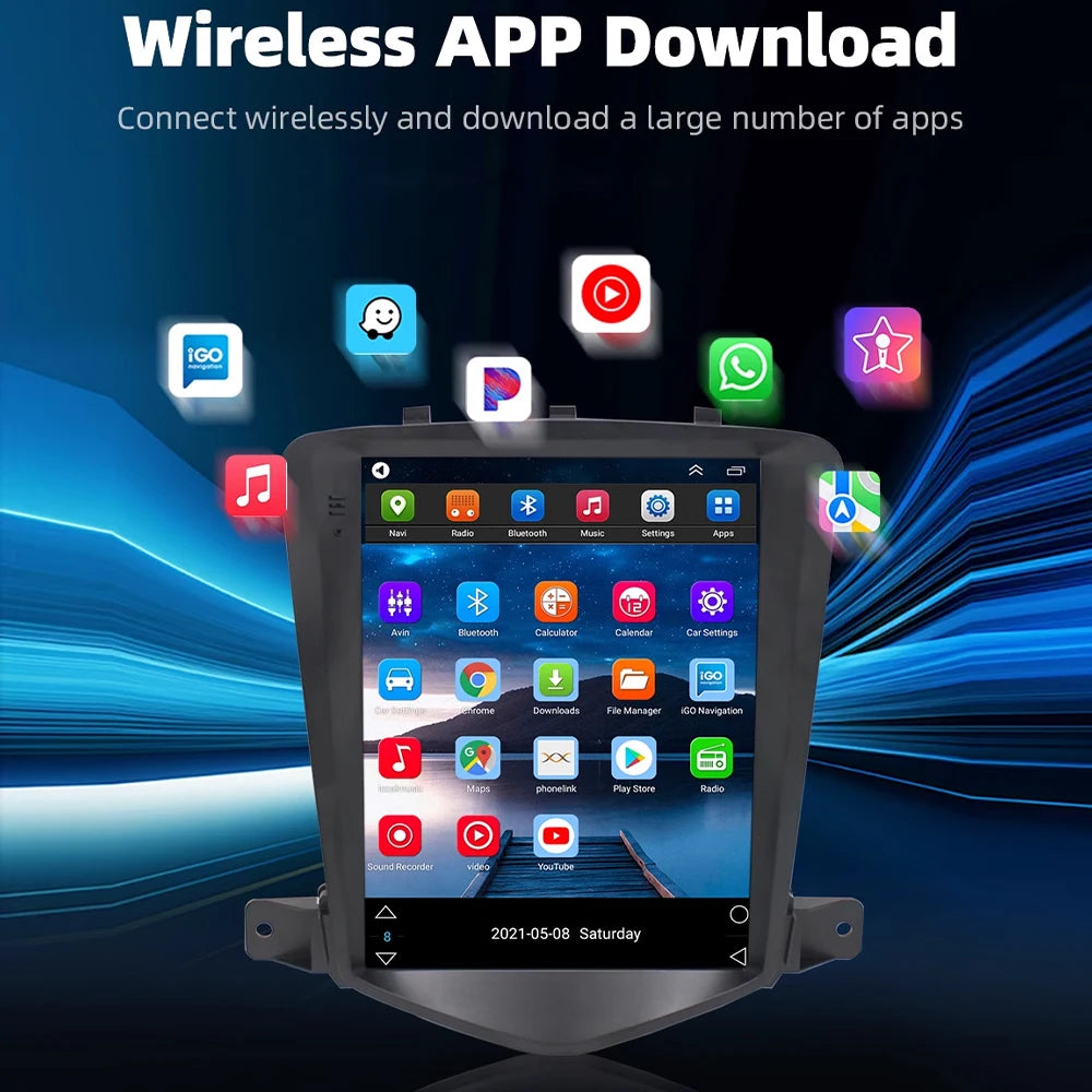 Wegonow Android 14.0 For Chevrolet Cruze 720P 9.7" 12 512G Universal in-car wireless CarPlay Auto Android 4G Wi-Fi Bluetooth