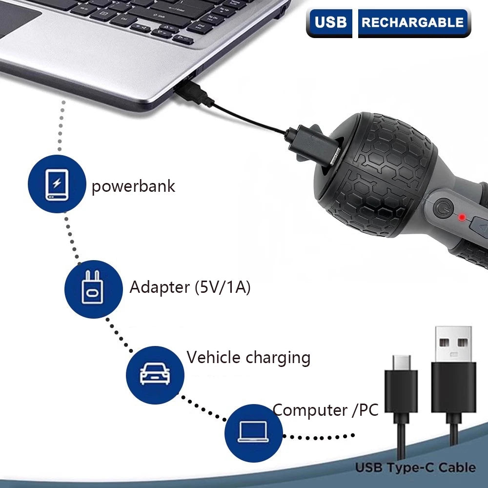 Powerful Mini Electric Screwdriver Mini Drill 3-Level Torque Type-C  LED Light Pen-Style Home Maintenance Easy for Beginners