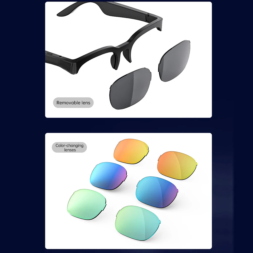Smart Glasses with AI Translator Hands-Free Music & Calls BT Sunglasses UV Protection Outdoor Sports Headphones for Men Women