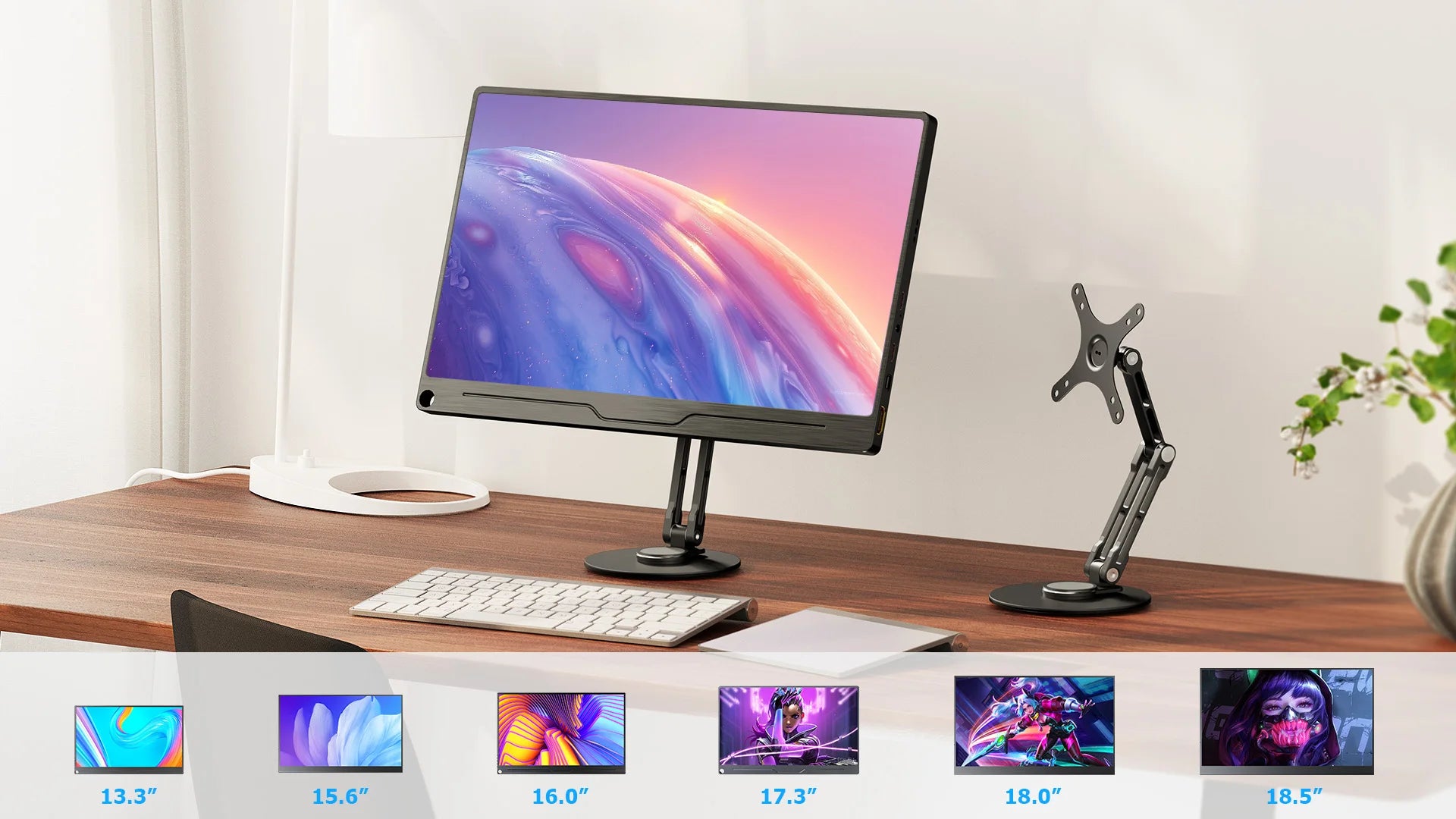UPERFECT VESA Monitor Desk Mount Single Monitor Stands Freestanding Fits 12'' to 22'' Computer Screen with Height Adjustable