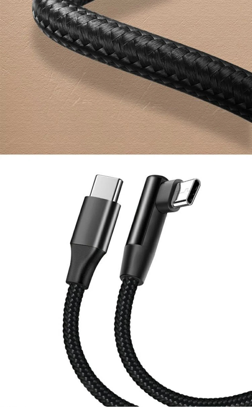 100W 90 Degrees Type C to USB C Cable for iPhone 15 Pro max plus ipad Pro Fast Charging PD QC 4.0 3.2 USB-C Type C Gaming Cable