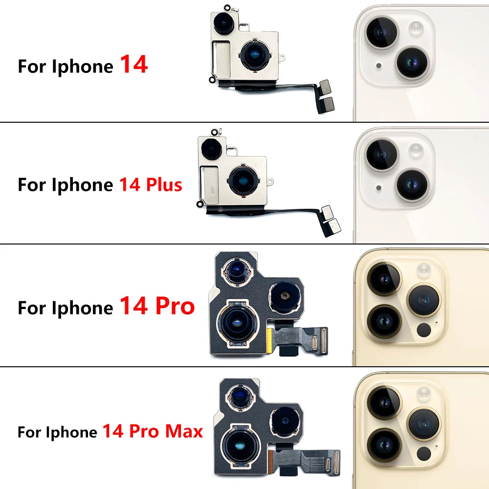 New For iPhone 11 12 13 14 15 Pro 11Pro 12Pro 13Pro 14Pro 15Pro Max Mini Plus Rear Big Back Camera Flex Cable Main Camera Module