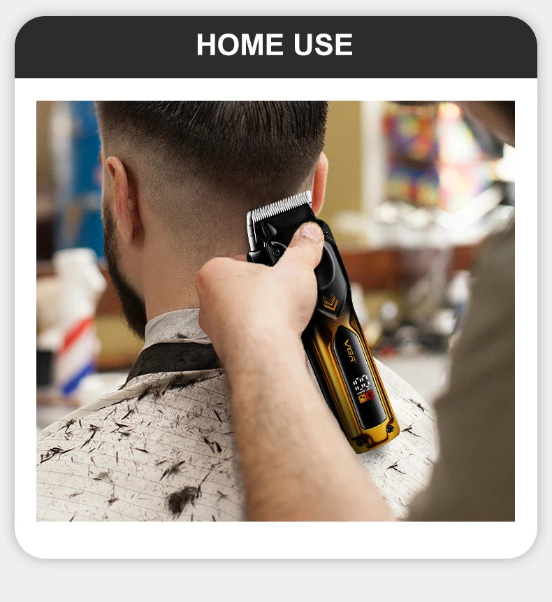 VGR hair clipper gradient color body high-end hair trimmer intelligent LCD digital display high-speed electric push shear V-656