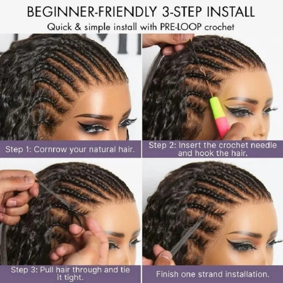 Kinky Curly Hair Pre Looped Feather Crochet Human Hair Burmese Curly Pre Separated Knotless Deep Wave Hair For Braiding