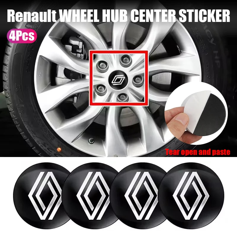 4Pcs 56mm Car Wheel Center Caps Hubcap Cover Stickers For Renault Megane 3 2 4 Clio4 5 Captur Trafic Scenic2 Austral Kangoo QM6