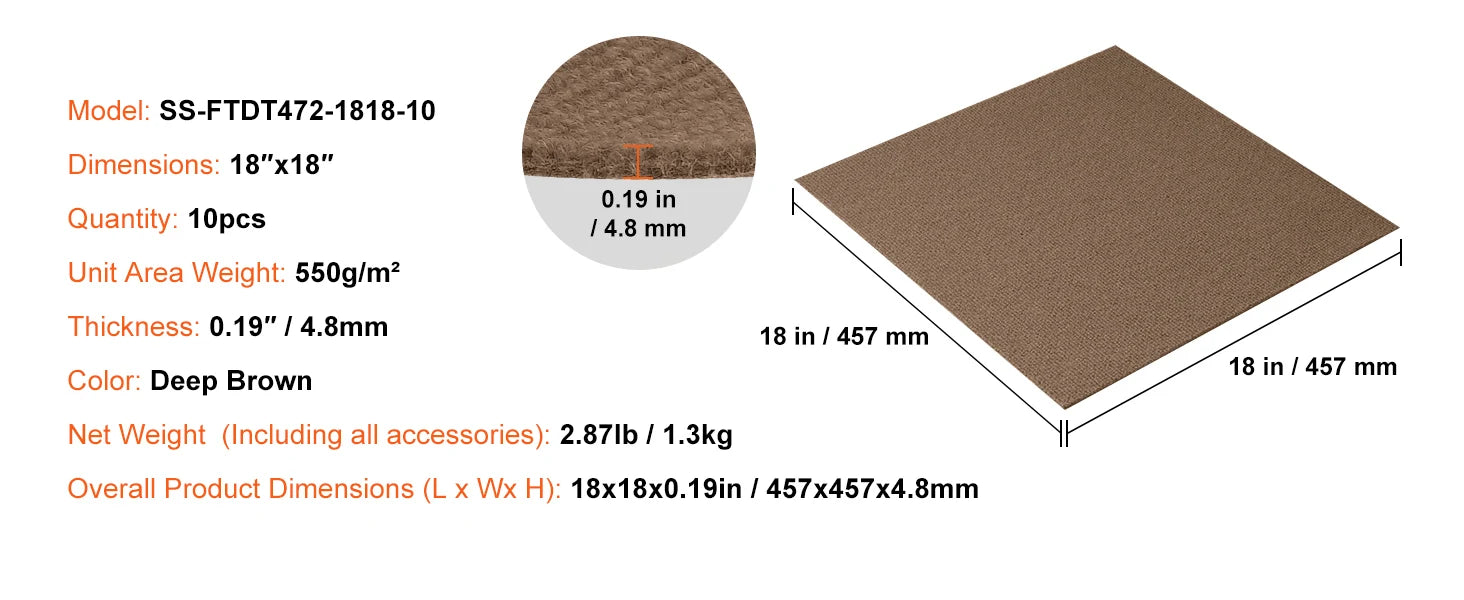 SucceBuy Carpet Tiles Peel & Stick Self Adhesive Carpet Floor Soft Padded Carpet Tiles for Bedroom Living Room Indoor Outdoor