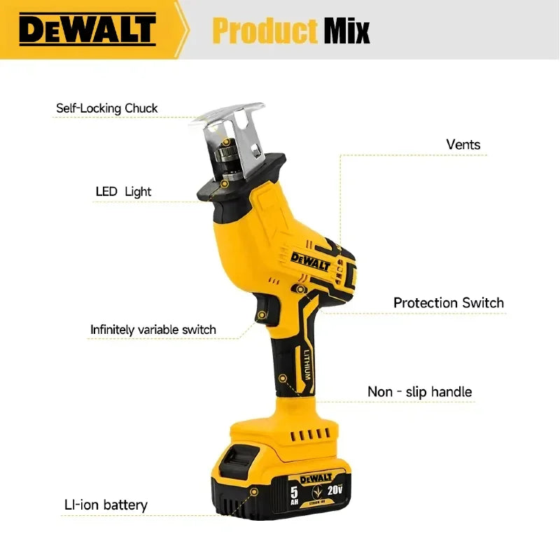 Dewalt For 18V--20V Brushless Reciprocating Saw 2800RPM Electric Saw Multifunctional Metal Wood Pipe Cutting Saw Power Tool