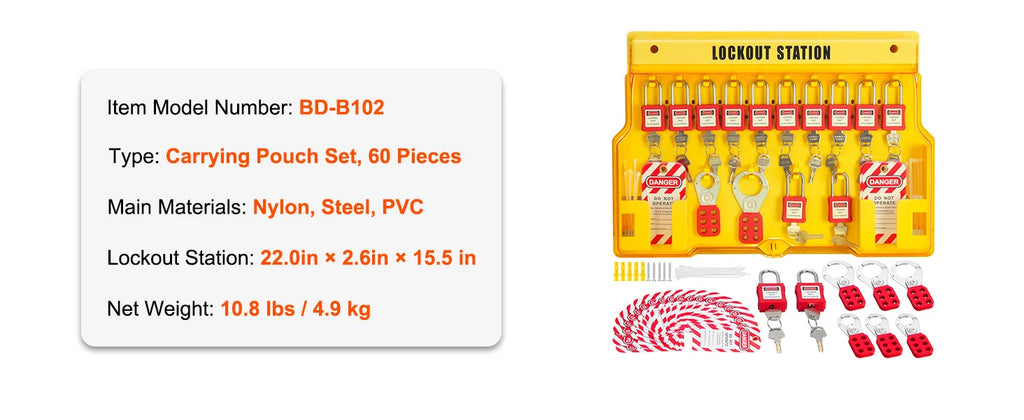 SucceBuy Electrical Lockout Tagout Kit 47 PCS Safety Loto Kit w/ Padlocks Hasps Tags Nylon Ties Plug Lockouts Circuit Breaker