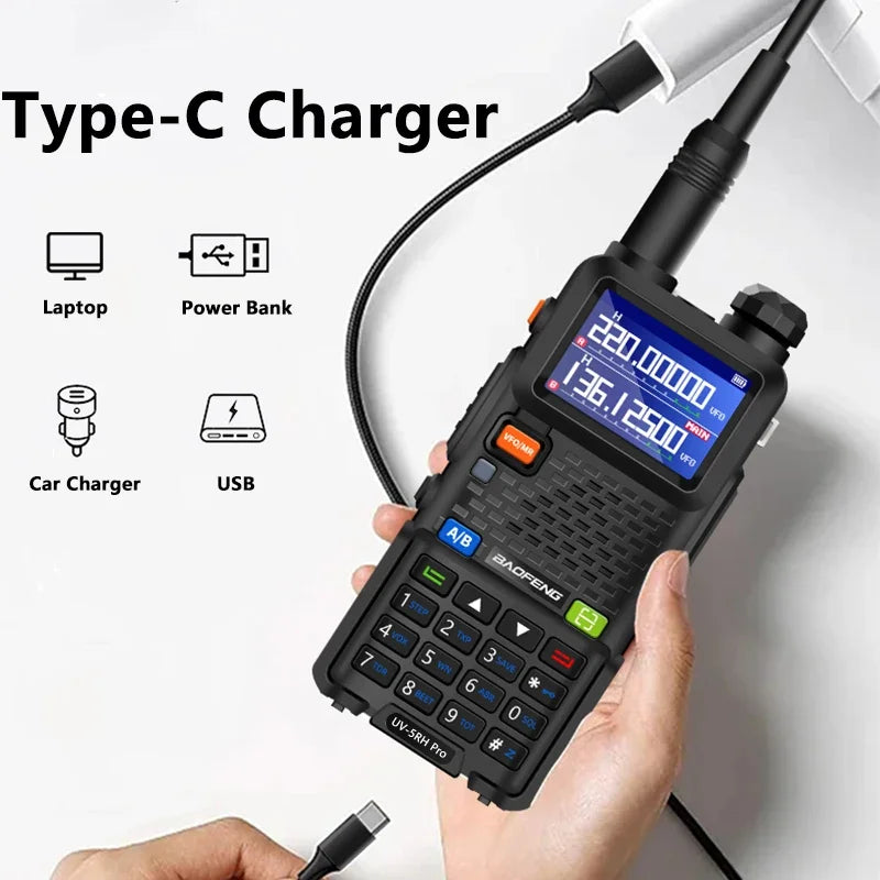 UV-5RM High Capacity Battery USB-C 10W Baofeng Walkie Talkie FM Band Wirless Copy Frequency 999CH AM Two Way Radios Update UV-5R