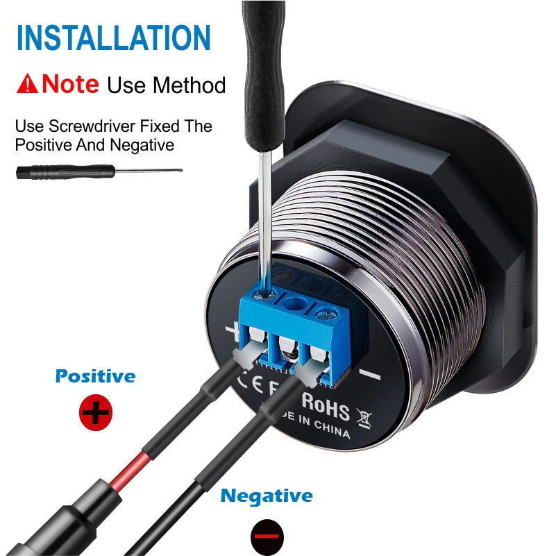 12V USB Outlet 36W Dual PD USB-C Port Quick Charge 3.0 Car USB Charger Socket Power Outlet w/ Voltmeter Switch