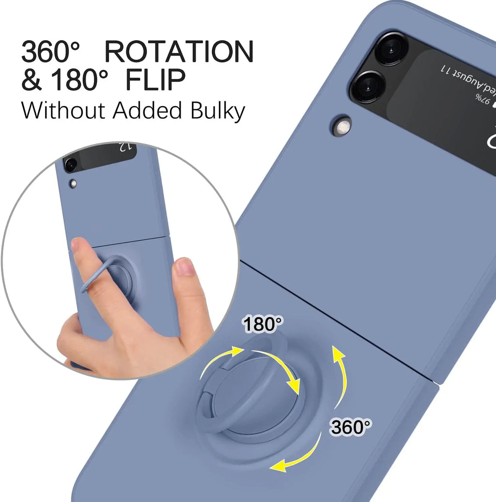 For Samsung Z Flip 5 6 Case Ring Holder Magnetic Liquid Silicone Cases for Samsung Galaxy Z Flip 3 5 6 ZFlip 4 ZFlip5 Soft Cover