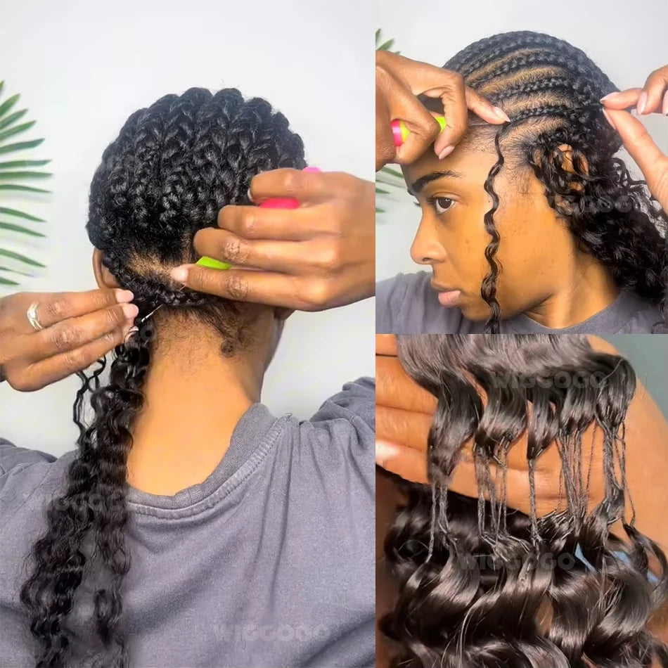 Kinky Curly Hair Pre Looped Feather Crochet Human Hair Burmese Curly Pre Separated Knotless Deep Wave Hair For Braiding