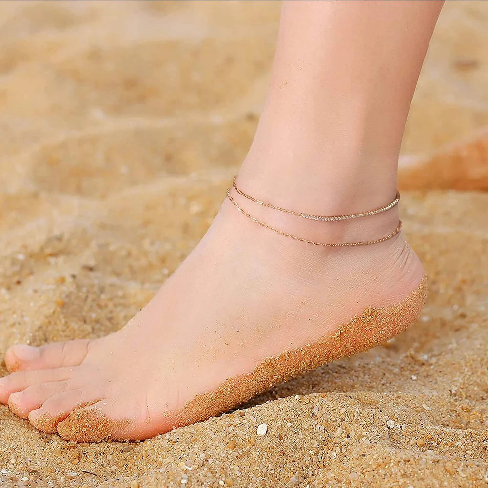 ORSA JEWELS 925 Sterling Silver 1.0mm Snake Chain Anklet for Women Fashion Summer Beach Foot Bracelet Anklets Jewelry SA23