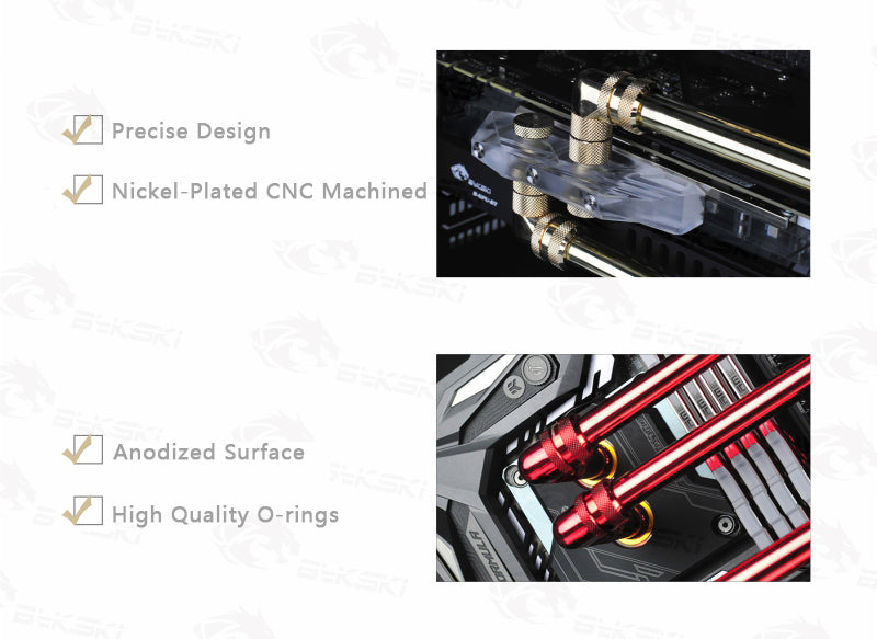 Bykski 4pcs/set Computer Water Cooling 90 Degree Fitting Use for OD12mm/OD14mm/OD16mm Tubing Hand Compression Copper Fitting